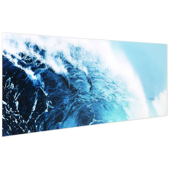 Empire Art Direct 24" x 63" Blue Wave 1 Frameless Free Floating Printed Tempered Glass Wall Art
